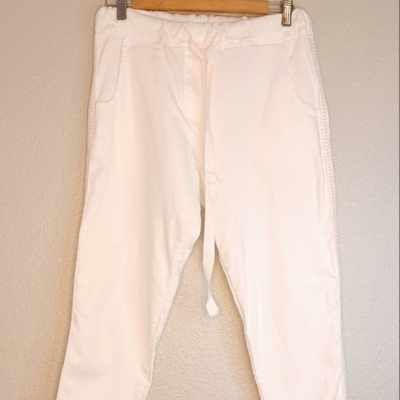 Sunny Studio Paris Embroidere Stretch Sz M White Joggers - Picture 3 of 14